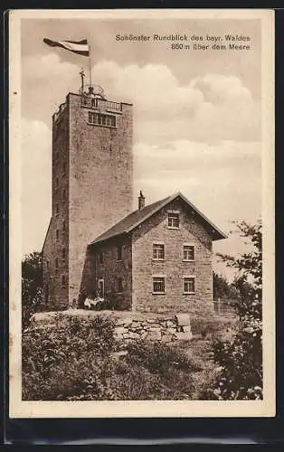 AK Oberlichtenau / Hauzenberg, Aussichtsturm mit Touristenhaus