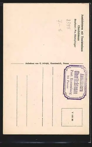 AK Oberlichtenau / Hauzenberg, Aussichtsturm mit Touristenhaus