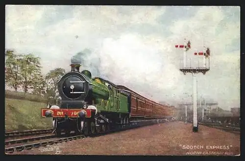 Künstler-AK Scotch Express - North Eastern Railway, englische Eisenbahn