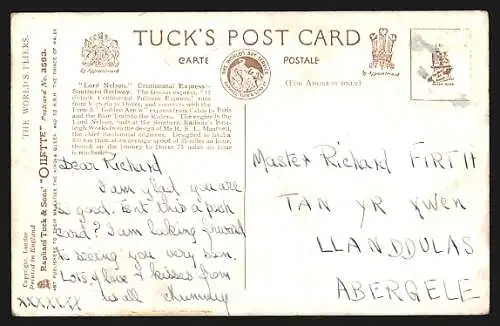 Künstler-AK Southern Railway, Continental Express, Lord Nelson