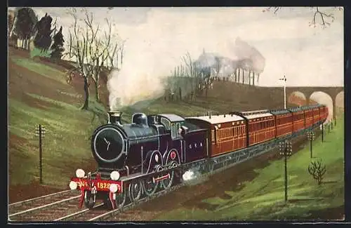 AK GER, 4-4-0 No. 1828 near Brentwood with Cromer-Liverpool St. train