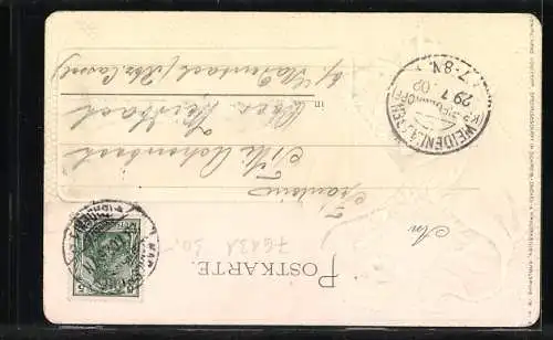 Passepartout-Lithographie Karlsruhe, Marktplatz mit Stadtkirche, Portrait des Königs