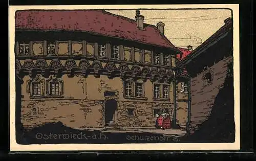 Steindruck-AK Osterwieck /Harz, Altes Holzgebäude in der Schulzenstrasse 3