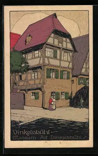 Steindruck-AK Dinkelsbühl, Am Museum Alt Dinkelsbühl