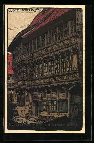 Steindruck-AK Osterwieck a. H., Alte Holzbauten, Libbert`sches Haus in der Mittelstrasse