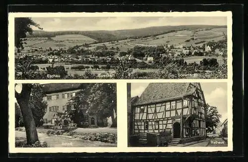 AK Eschau-Sommerau / Spessart, Totalansicht, Schloss, Rathaus