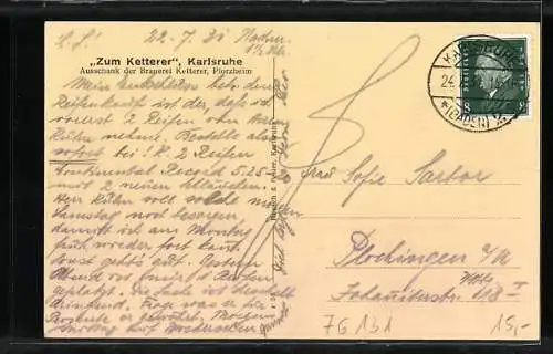 AK Karlsruhe, Gasthaus Zum Ketterer