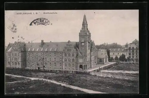 AK Karlsruhe i. B., Blick auf die Goetheschule