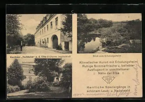 AK Tochheim / Elbe, Gasthaus Tochheim, Erholungsheim, Landschaftsbild