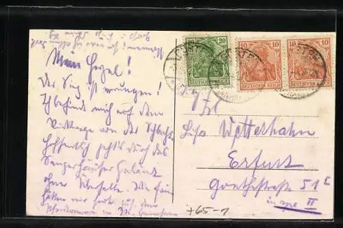 AK Güsten i. Anh., Bahnhof mit Fahne