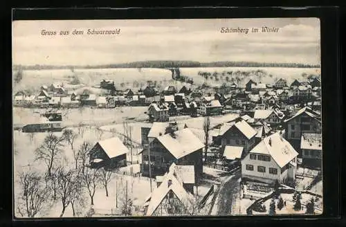 AK Schömberg /Schwarzwald, Ortsansicht im Winter