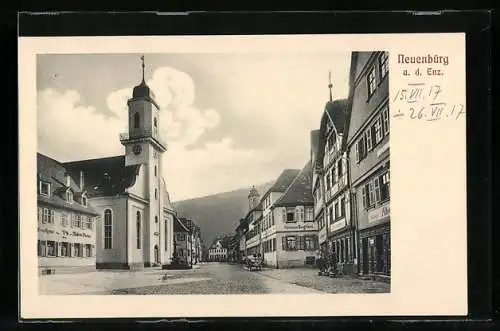 AK Neuenbürg a. d. E., Strassenpartie mit Gasthaus