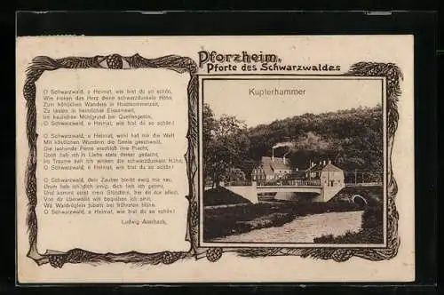 AK Pforzheim, Restaurant Kupferhammer, Gedicht