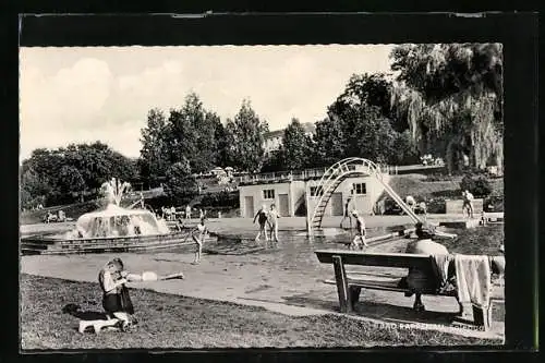 AK Bad Rappenau, Freibad mit Rutsche und Springbrunnen