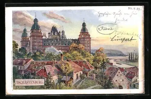 Künstler-AK Aschaffenburg, königliches Schloss