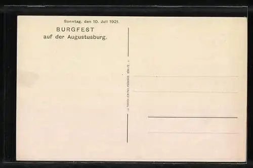 AK Augustusburg, Burgfest zur Erinnerung an 500 Jahre alte Schlosslinde, 1921