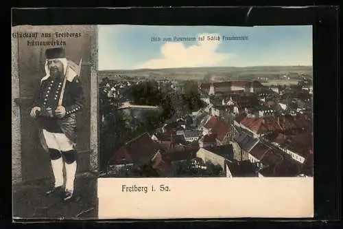 AK Freiberg i. Sa., Blick vom Petersturm auf Schloss Freudenstein