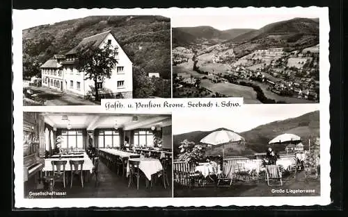 AK Seebach /Schwarzwald, Gasthaus und Pension Krone, Grosse Liegeterrasse