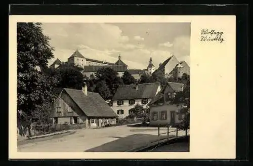 AK Wolfegg /Württbg., Ortsansicht mit Blick auf das Schloss