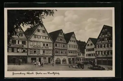 AK Herrenberg /Württ., Partie am Marktplatz