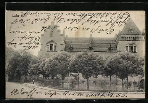AK Lahr / Baden, Infanterie-Kaserne mit Bäumen