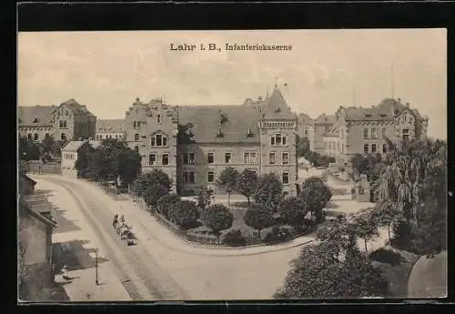 AK Lahr / Baden, Infanteriekaserne, Fuhrwerk auf der Strasse