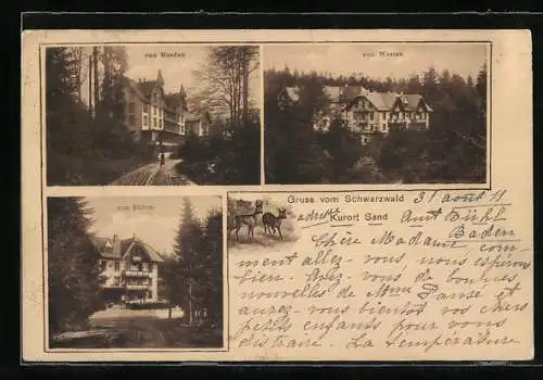 AK Sand /Schwarzwald, Kurhaus von Norden, Westen und Süden