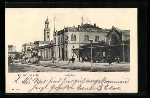 AK Karlsruhe i. B., Ansicht vom Bahnhof