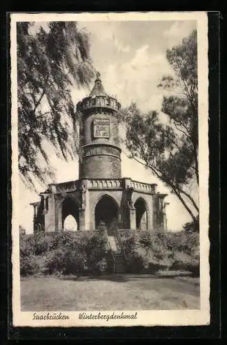 AK Saarbrücken, Treppenaufgang am Winterbergdenkmal