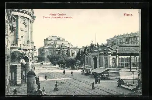 AK Fiume, Piazza Ürmény, Teatro Communale e mercato