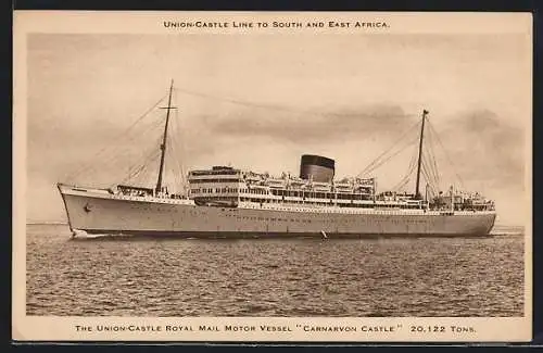 AK Royal Mail Motor Vessel Carnarvon Castle, Union Castle Line to South and East Africa