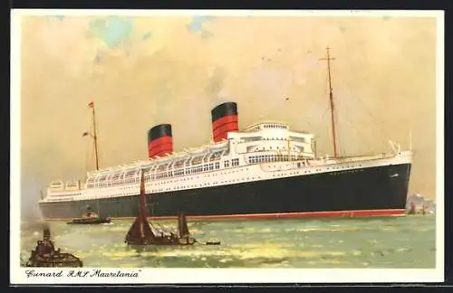 AK Passagierschiff Mauretania in voller Fahrt