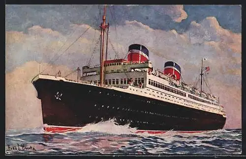 Künstler-AK Passagierschiff S.S. Washington in voller Fahrt