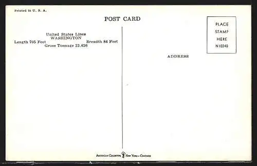 Künstler-AK Passagierschiff S.S. Washington in voller Fahrt