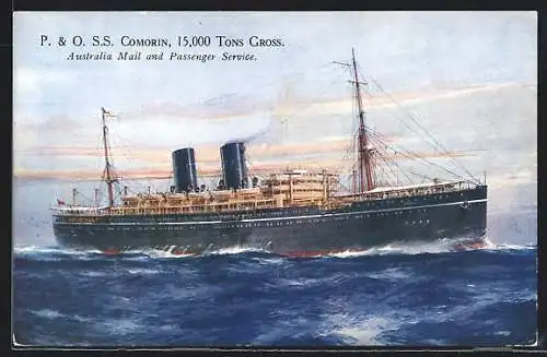 Künstler-AK Passagierschiff Comorin, P & O SS Australia Mail and Passenger Service