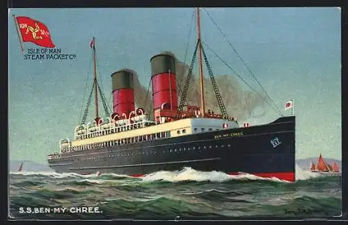 Künstler-AK Passagierschiff SS Ben-My-Chree der Isle of Man Steam Packet Co.