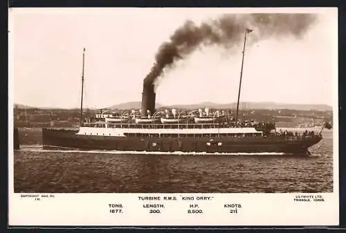 AK RMS King Orry unter Volldampf