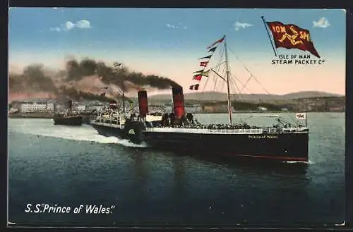 AK Passagierschiff S.S. Prince of Wales mit Fahnenschmuck