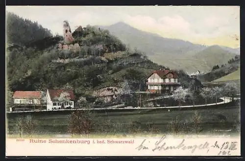 AK Schenkenzell i. bad. Schwarzwald, Blick auf die Ruine Schenkenburg