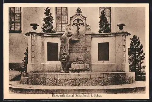 AK Schapbach i. Schw., Kriegerdenkmal mit Statue