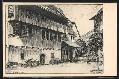 Künstler-AK Schiltach, Idyll am alten Winkel