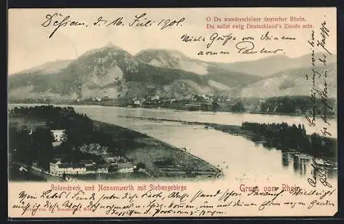 AK Rolandseck, Blick auf Nonnenwerth und Siebengebirge