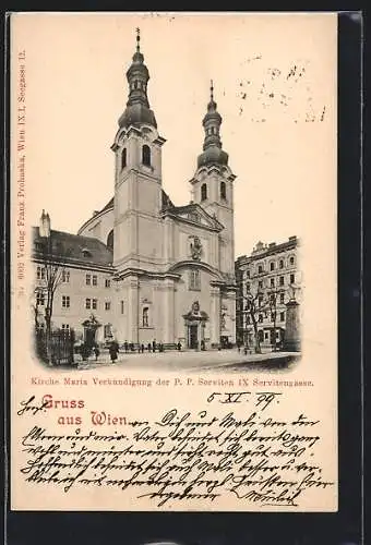 AK Wien, Kirche Maria, Verkündigung der P. P. Servites in der Servitengasse