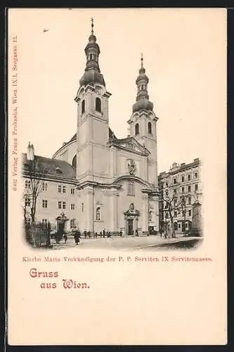 AK Wien, Kirche Maria, Verkündigung der P. P. Serviten, Servitengasse