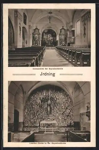 AK Irdning, Innenansicht der Kapuzinerkirche, Lourdes-Grotte in der Kapuzinerkirche