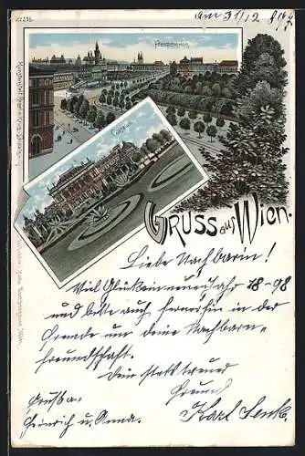 Lithographie Wien, Franzensring und Cursalon