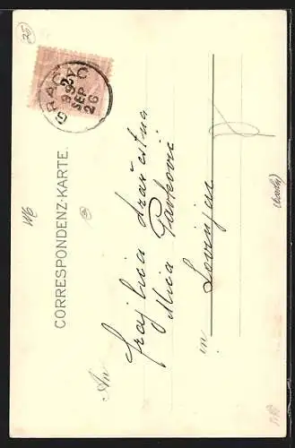 Lithographie Wien, Mariahilferkirche mit Denkmal