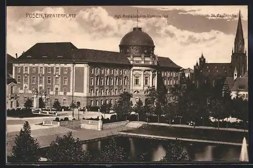 AK Posen / Poznan, Theaterplatz