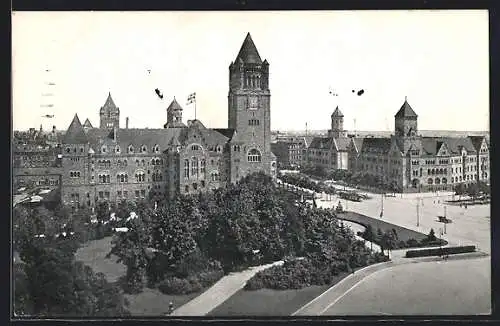 AK Posen, Ortspartie mit Königl. Schloss, Oberpostdirektion und Königl Landwirtschaft