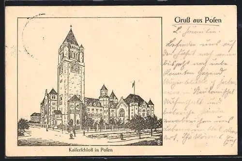 Künstler-AK Posen, Kaiserschloss